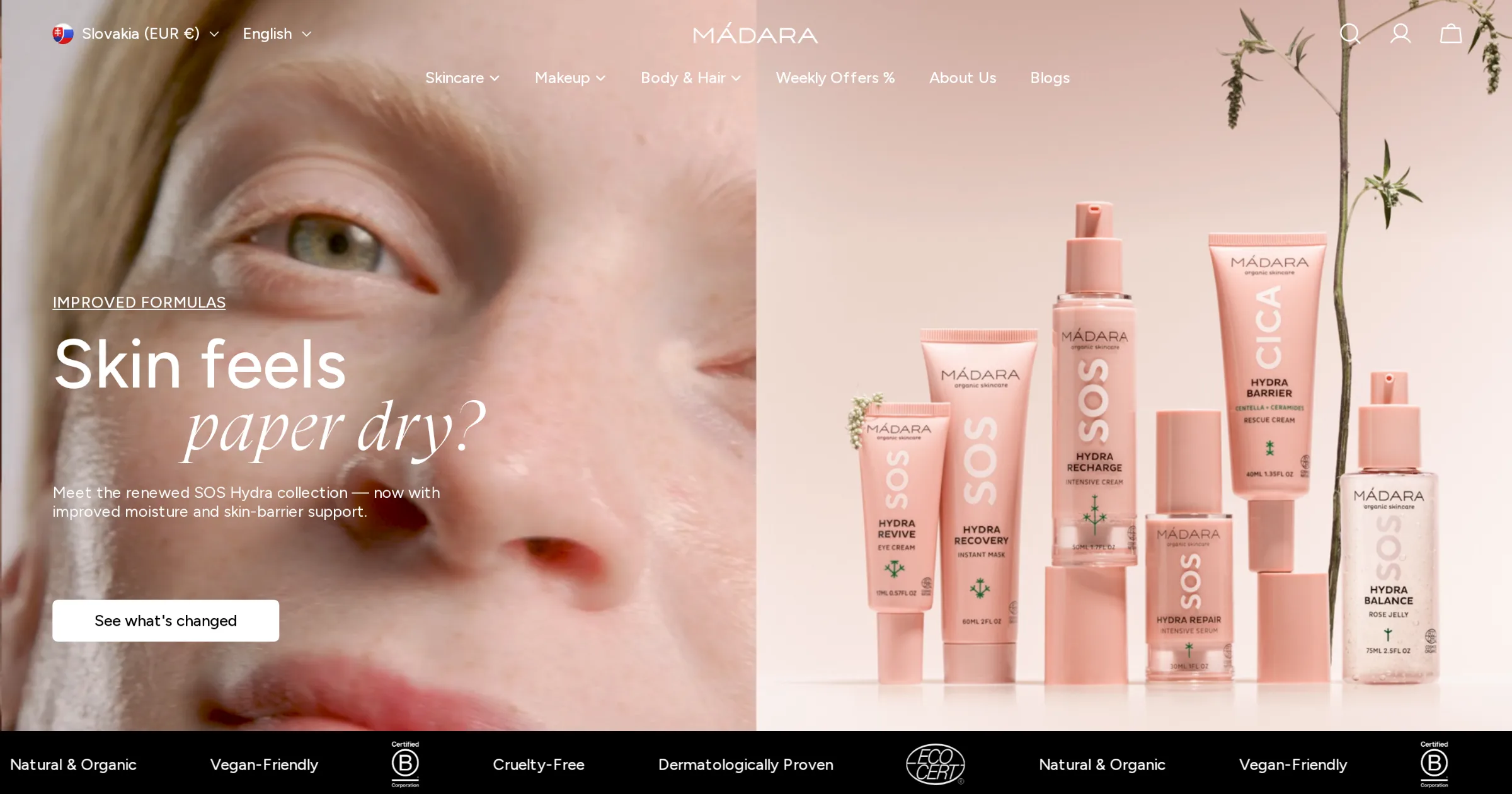 Madara Cosmetics homepage